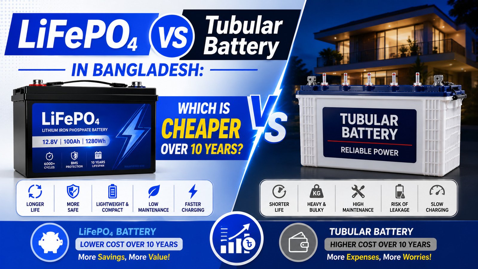 LiFePO₄ vs Tubular Battery in Bangladesh