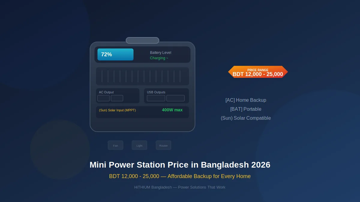 Mini Power Station Price in Bangladesh 2026 — portable power station with price tag BDT 12000 to 25000 for home and small business backup