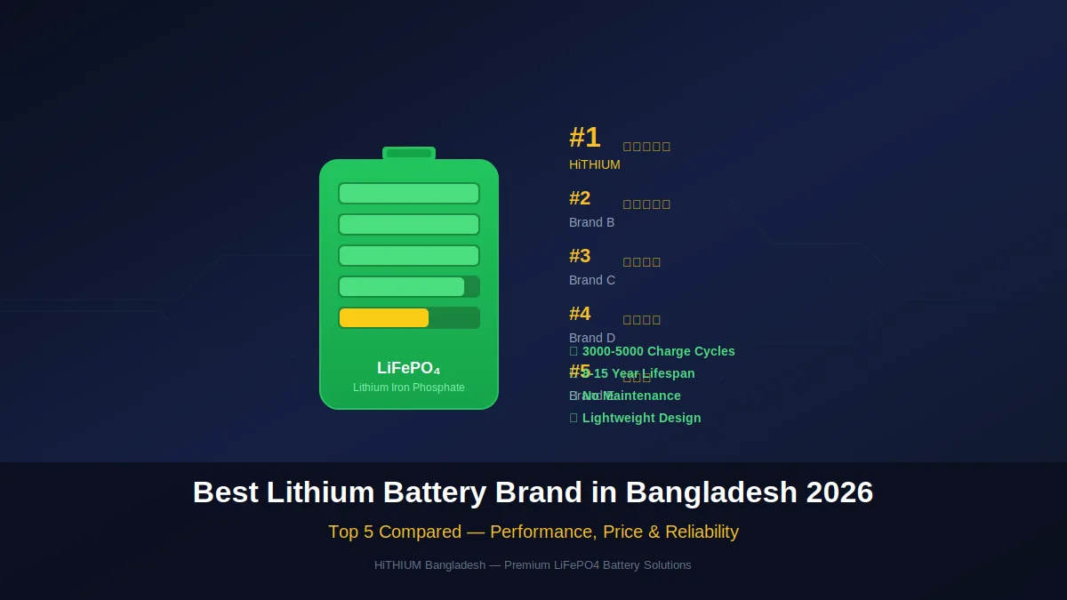 Best Lithium Battery Brand in Bangladesh 2026 — Top 5 lithium battery brands compared with ratings for reliability and performance