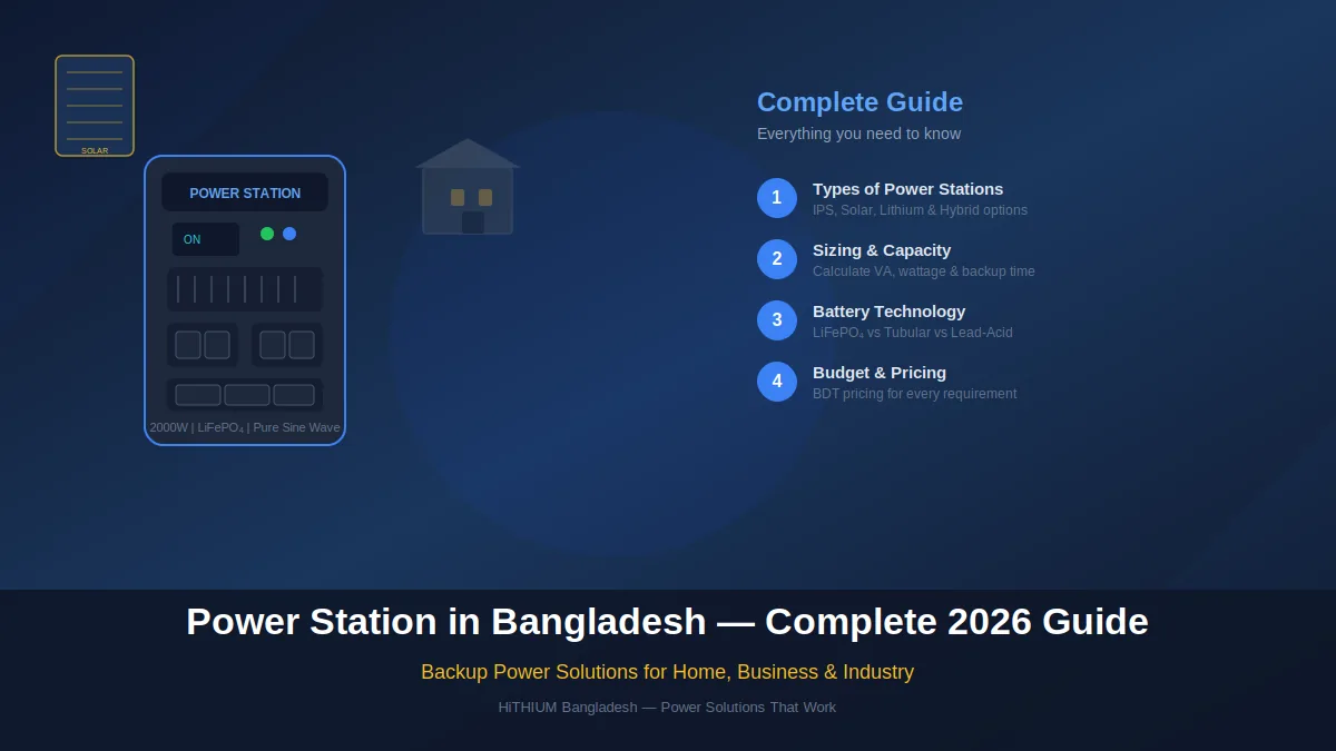 Power Station in Bangladesh Complete 2026 Guide — backup power solutions including IPS, lithium battery, and solar options for homes and businesses