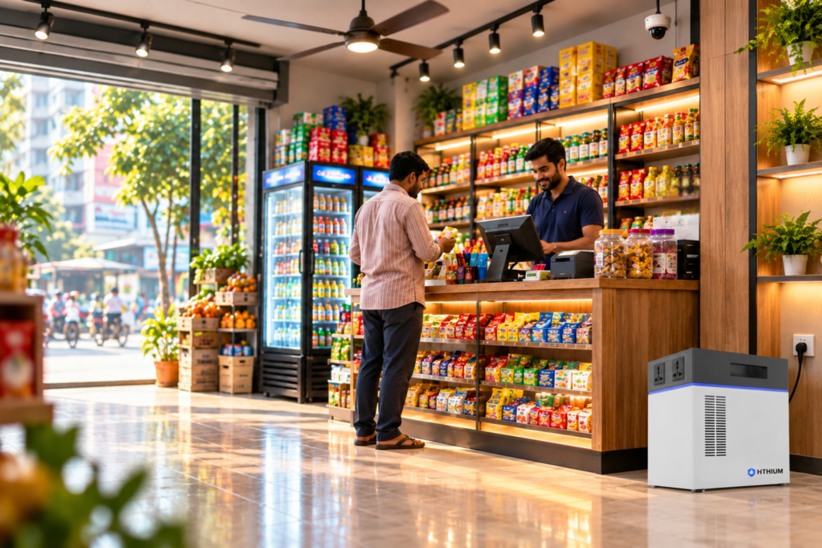 HiTHIUM lithium IPS providing backup power for a small grocery business in Bangladesh