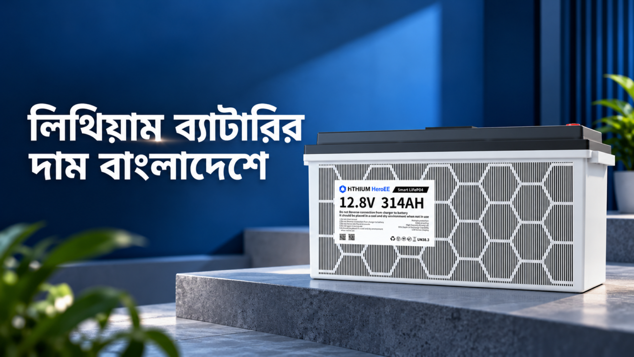HiTHIUM HeroEE 4 Smart LiFePO₄ lithium battery (12.8V 314Ah) featured in a premium product showcase for lithium battery prices in Bangladesh.