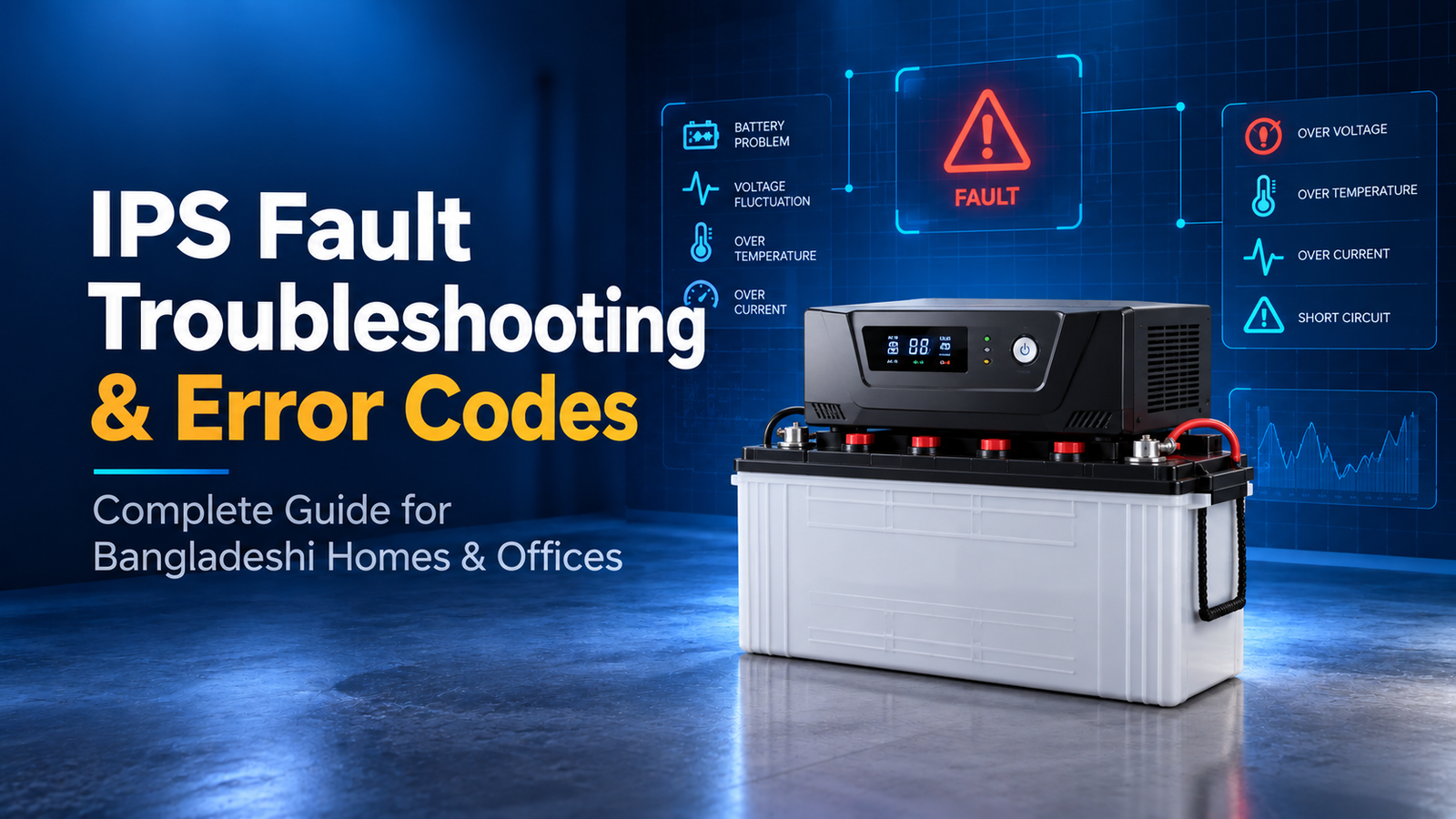 IPS fault troubleshooting and error codes with lead-acid battery IPS system