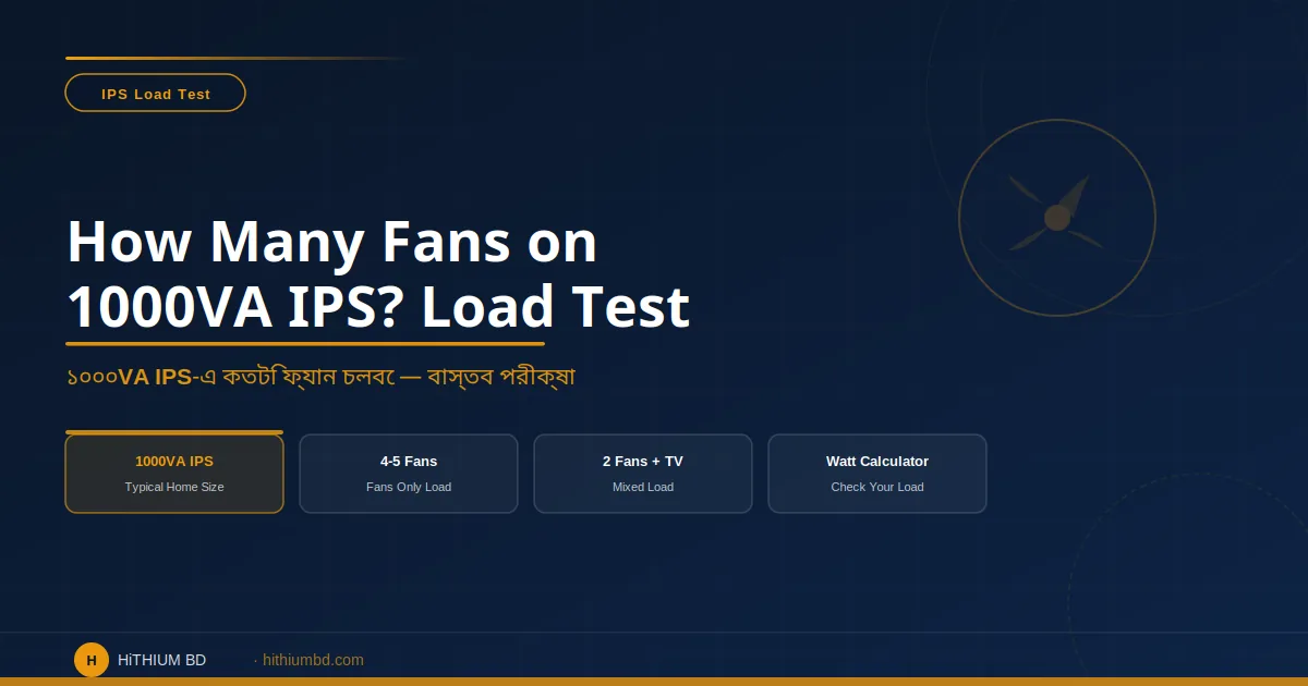 How many fans can run on 1000VA IPS Bangladesh — real load test guide HiTHIUM BD