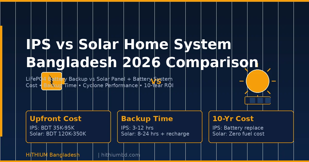 IPS vs Solar Home System Bangladesh 2026 cost backup comparison
