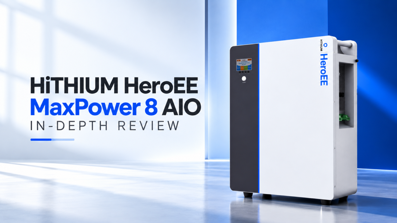 HiTHIUM HeroEE MaxPower 8 AIO lithium energy storage system with premium blue-and-white background