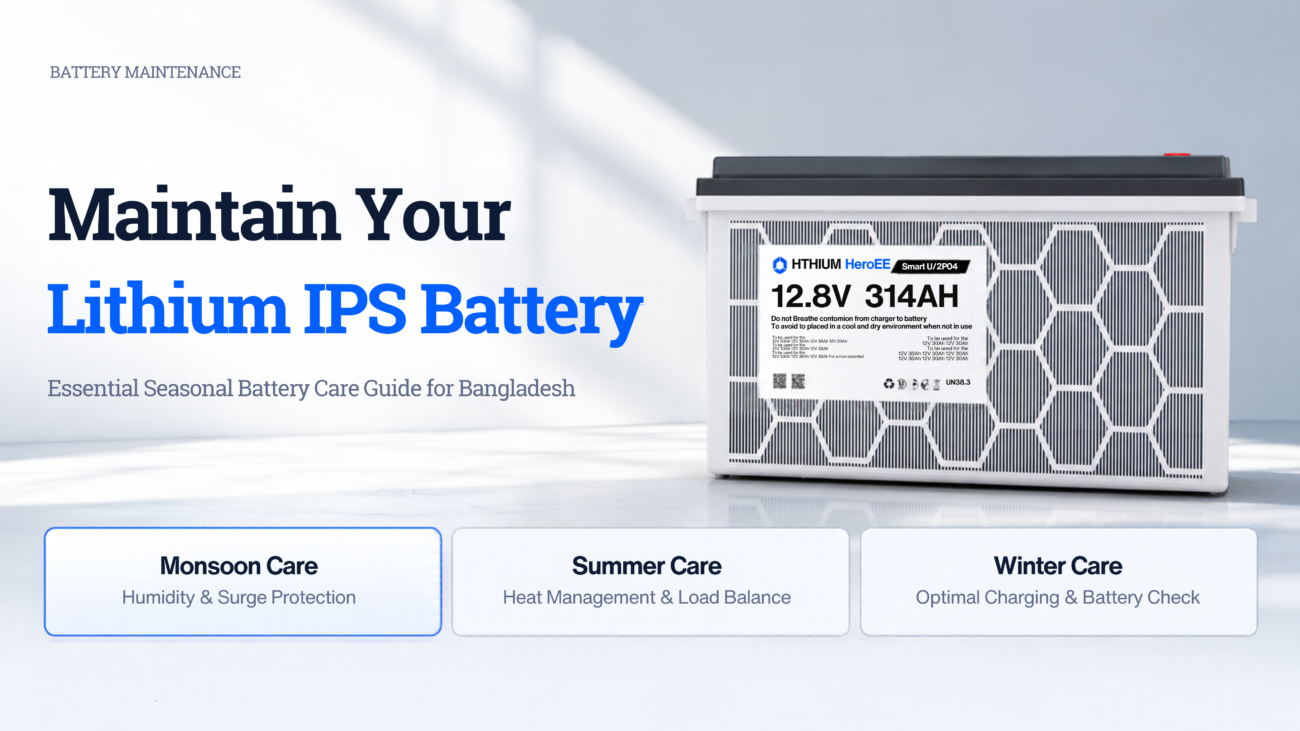 HiTHIUM HeroEE lithium IPS battery with seasonal maintenance tips for Bangladesh.