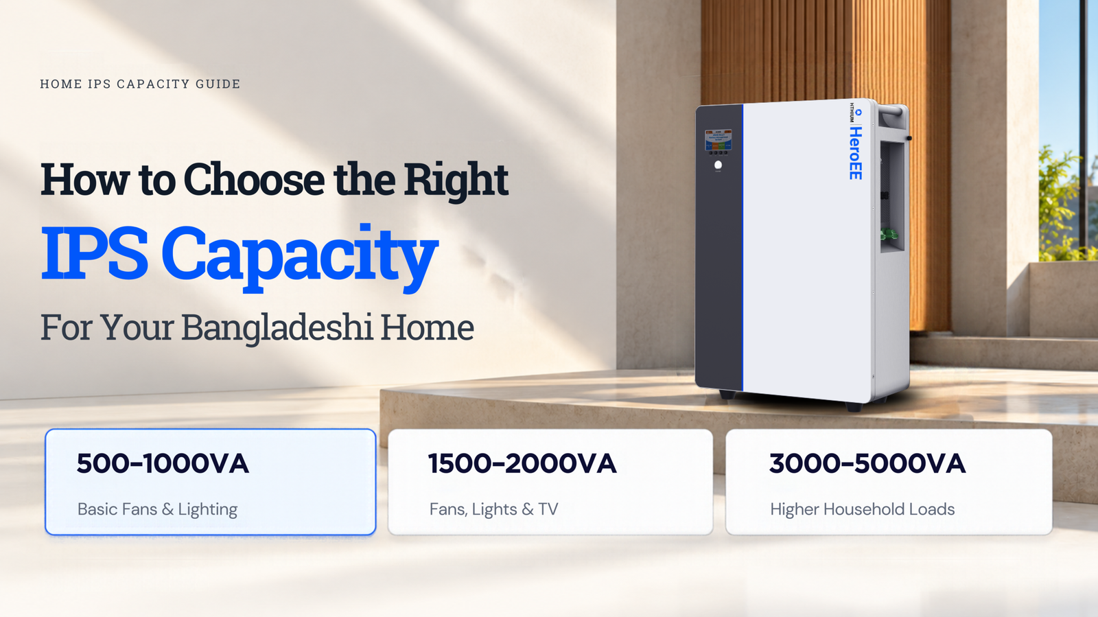 HiTHIUM HeroEE lithium IPS with a home power backup capacity guide for Bangladesh.