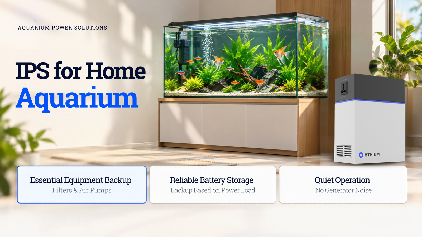 HiTHIUM lithium IPS providing reliable backup power for home aquariums in Bangladesh.