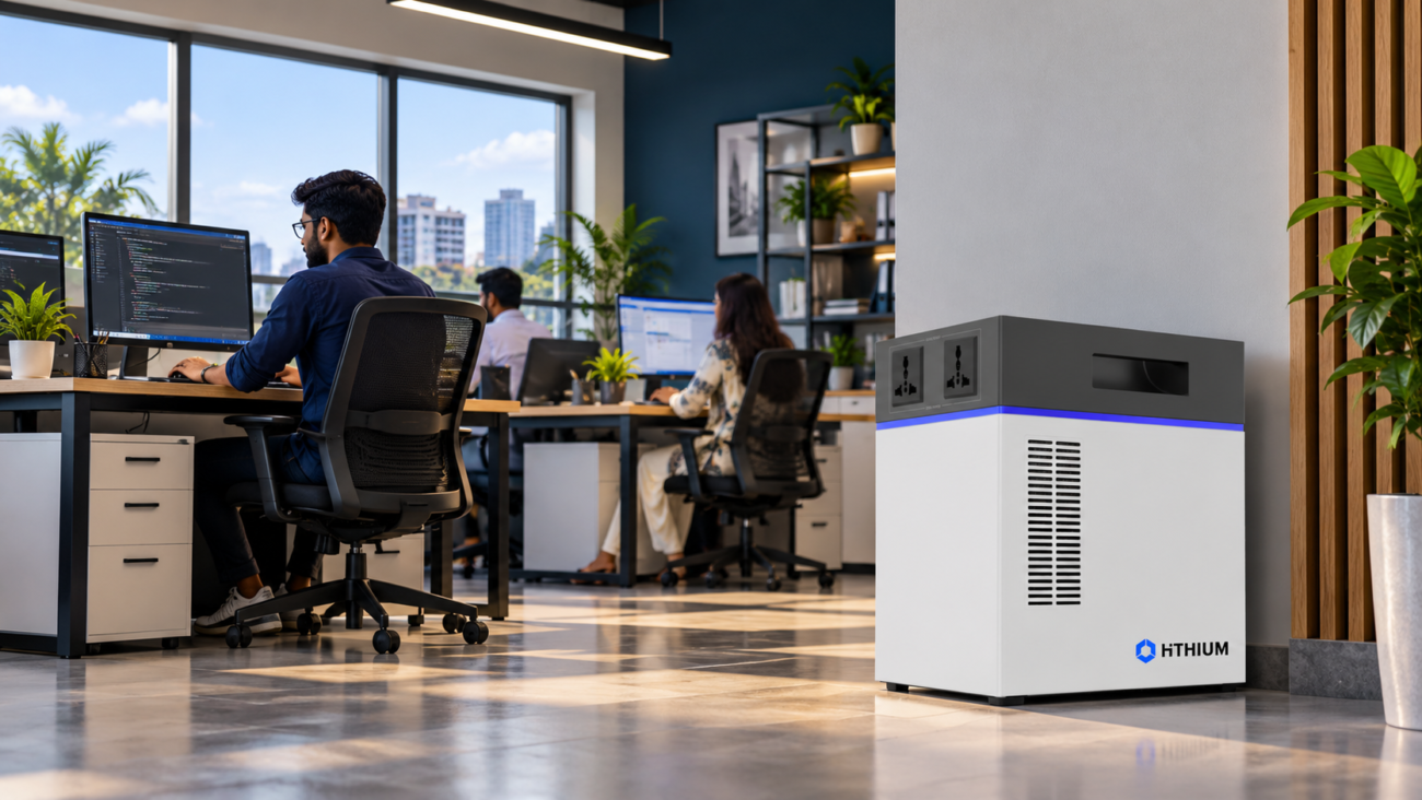HiTHIUM lithium IPS providing reliable power backup for a modern small office with multiple computer workstations in Bangladesh.