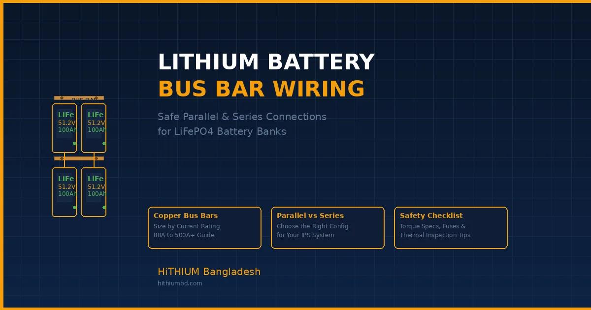 Lithium battery bus bar wiring guide for parallel and series connections in Bangladesh
